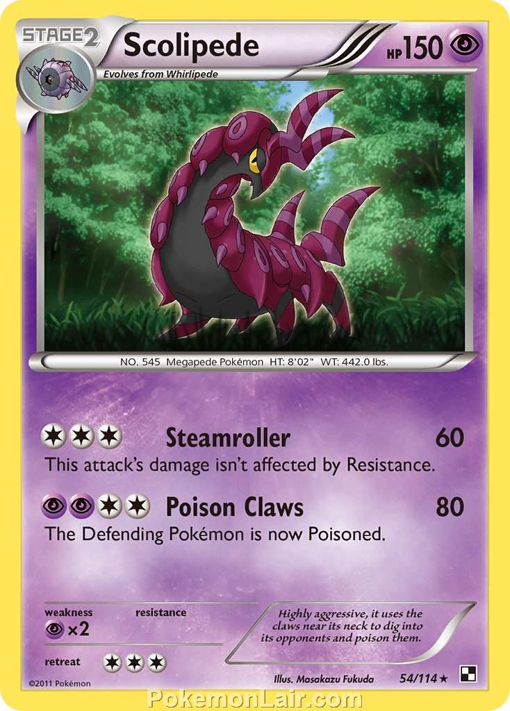 2011 Pokemon Trading Card Game Black and White Set –54 Scolipede