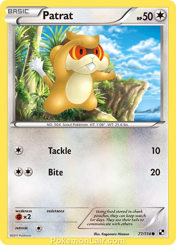 2011 Pokemon Trading Card Game Black and White Set –77 Patrat