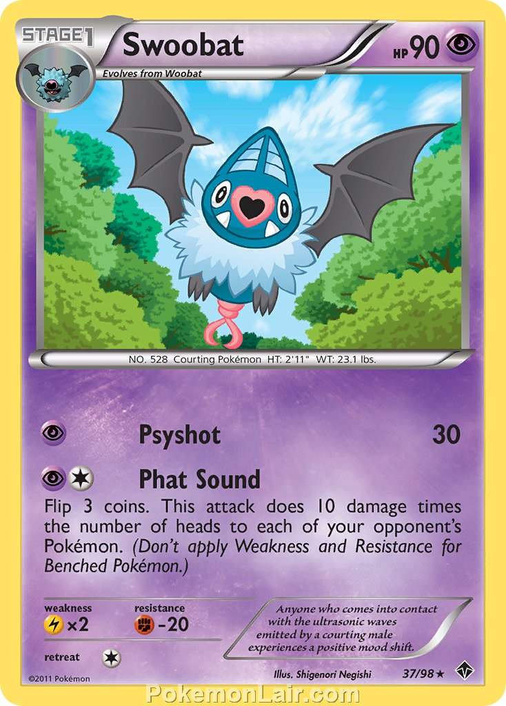 2011 Pokemon Trading Card Game Emerging Powers Price List – 37 Swoobat