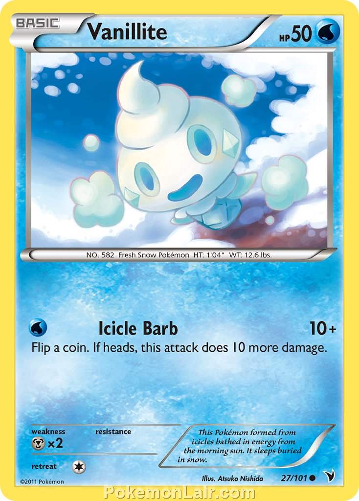 2011 Pokemon Trading Card Game Noble Victories Set – 27 Vanillite