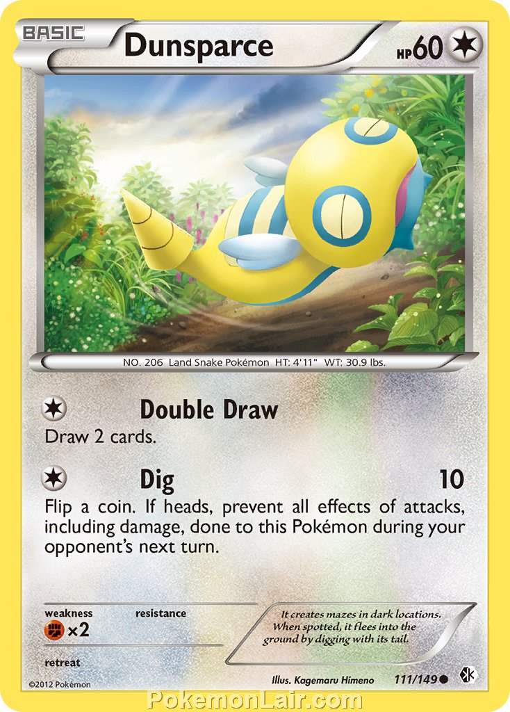 2012 Pokemon Trading Card Game Boundaries Crossed Price List – 111 Dunsparce