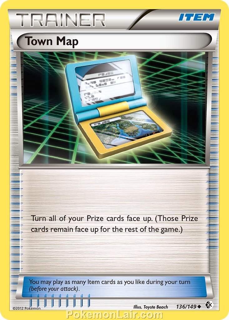 2012 Pokemon Trading Card Game Boundaries Crossed Price List – 136 Town Map