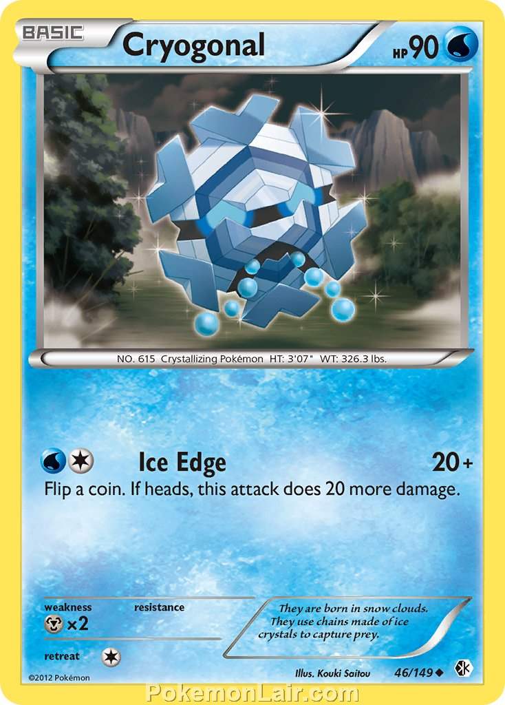 2012 Pokemon Trading Card Game Boundaries Crossed Price List – 46 Cryogonal