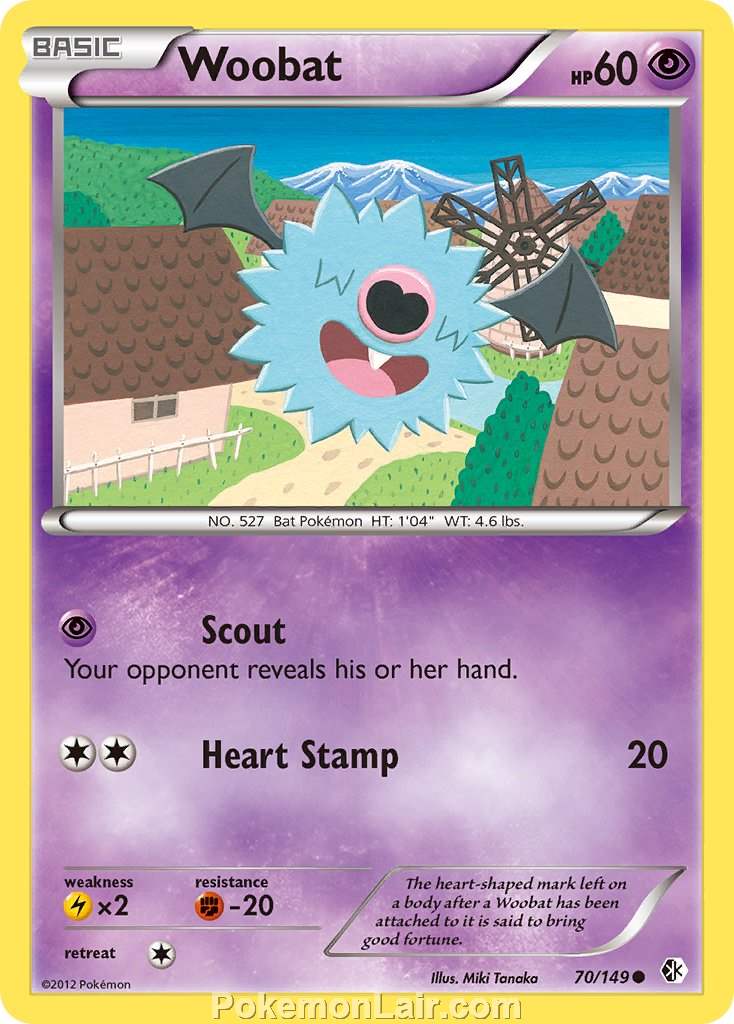 2012 Pokemon Trading Card Game Boundaries Crossed Price List – 70 Woobat