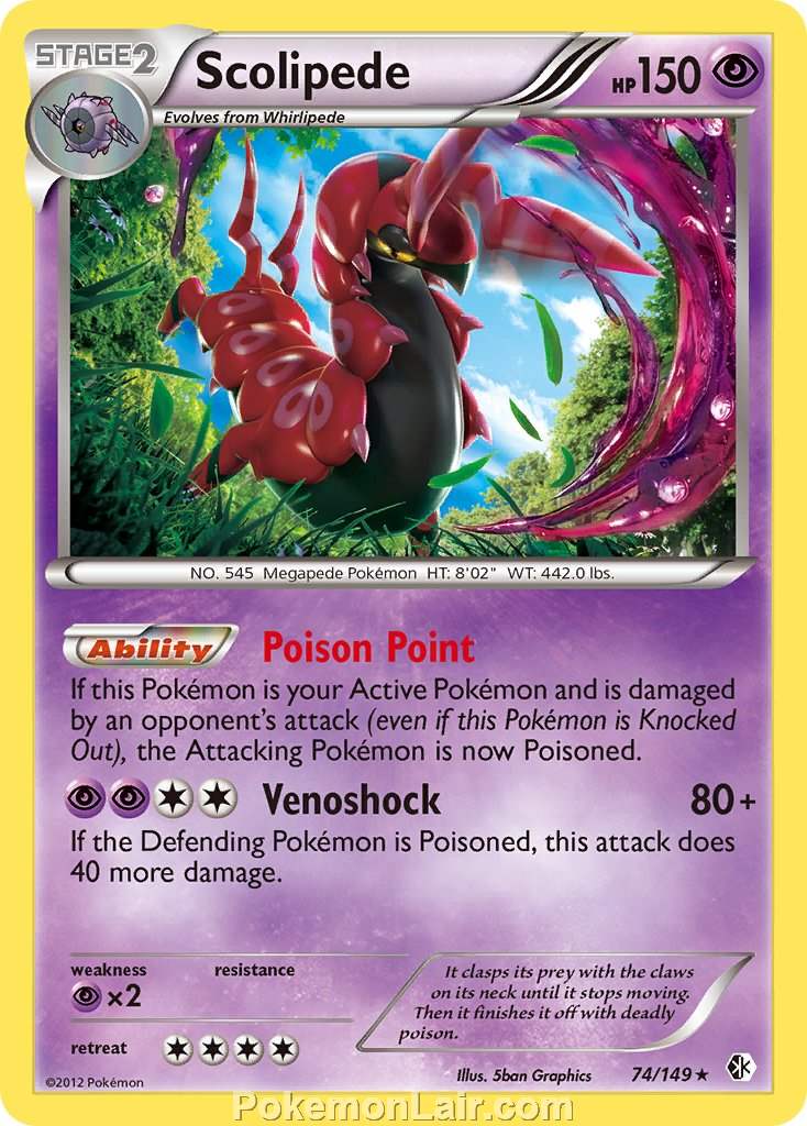 2012 Pokemon Trading Card Game Boundaries Crossed Price List – 74 Scolipede