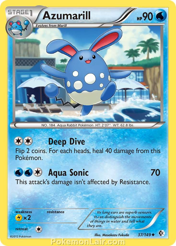 2012 Pokemon Trading Card Game Boundaries Crossed Set – 37 Azumarill