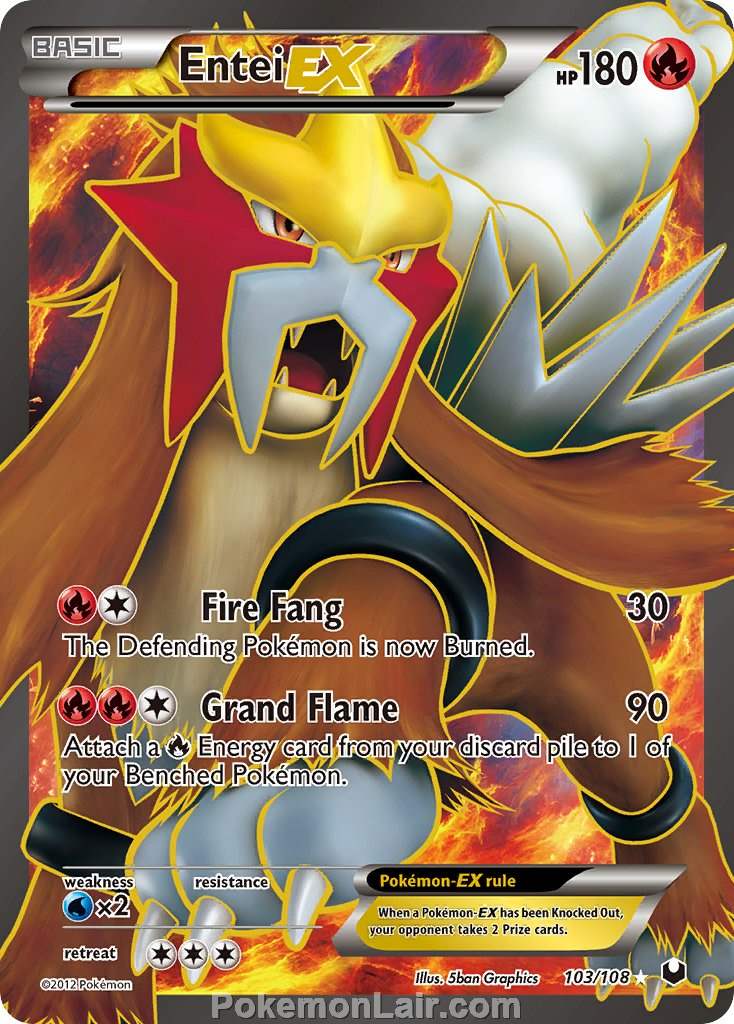 2012 Pokemon Trading Card Game Dark Explorers Price List – 103 Entei EX