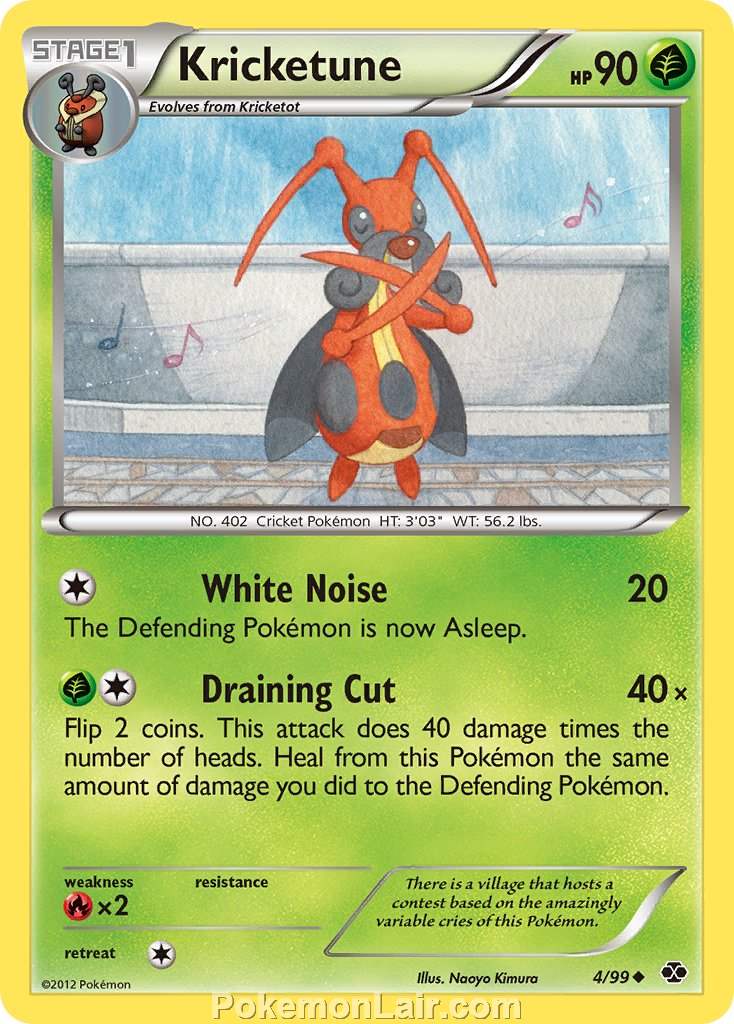 2012 Pokemon Trading Card Game Next Destinies Set – 4 Kricketune