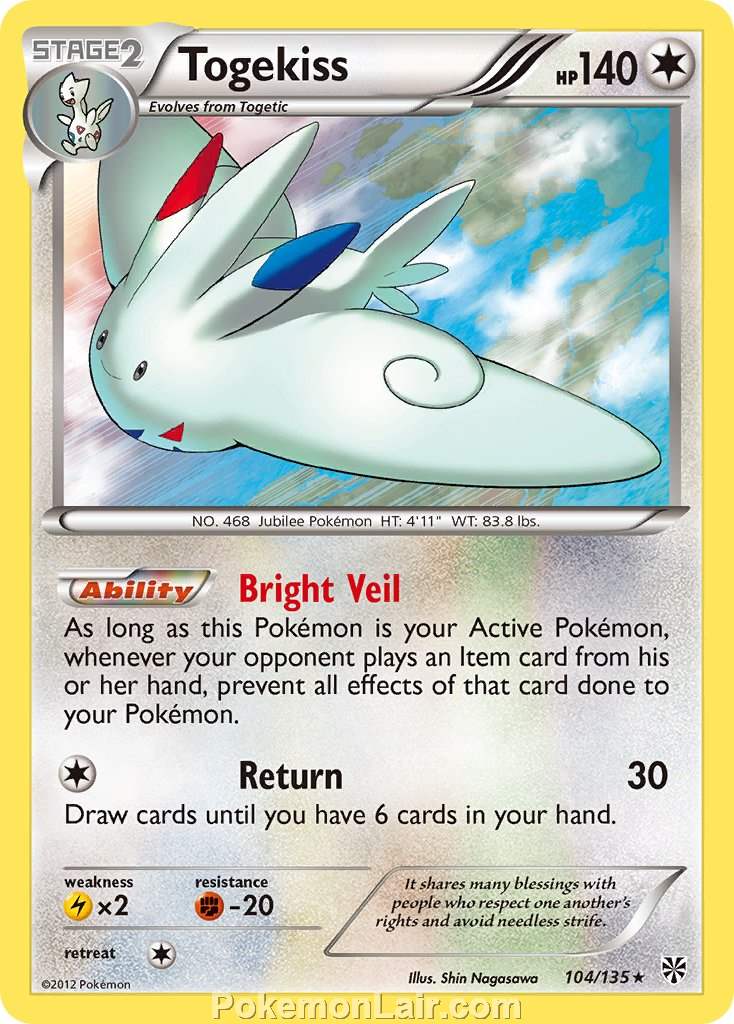 2013 Pokemon Trading Card Game Plasma Storm Set – 104 Togekiss