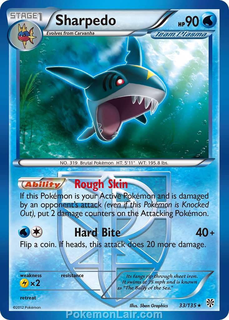 2013 Pokemon Trading Card Game Plasma Storm Set – 33 Sharpedo