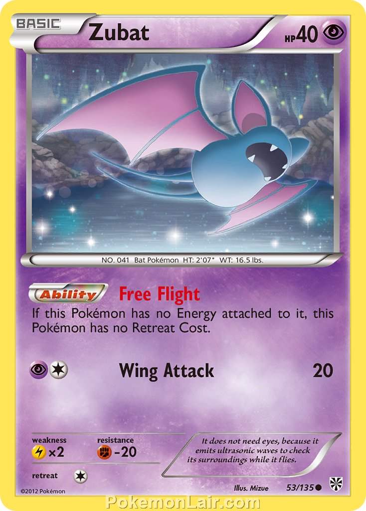 2013 Pokemon Trading Card Game Plasma Storm Set – 53 Zubat