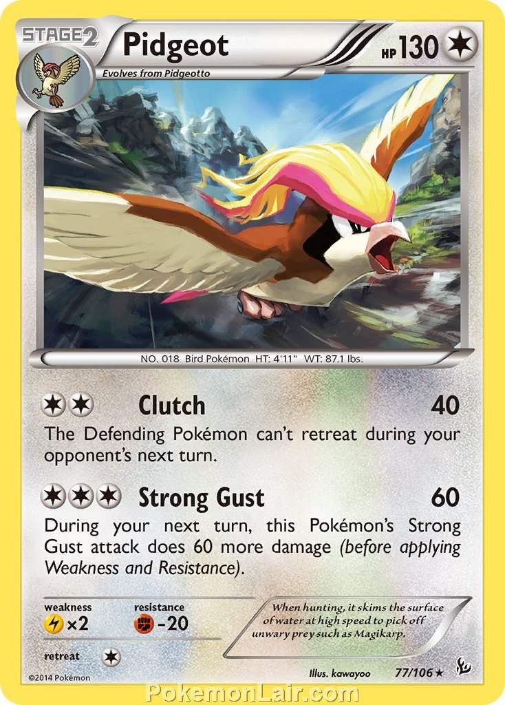 2014 Pokemon Trading Card Game Flashfire Price List – 77 Pidgeot