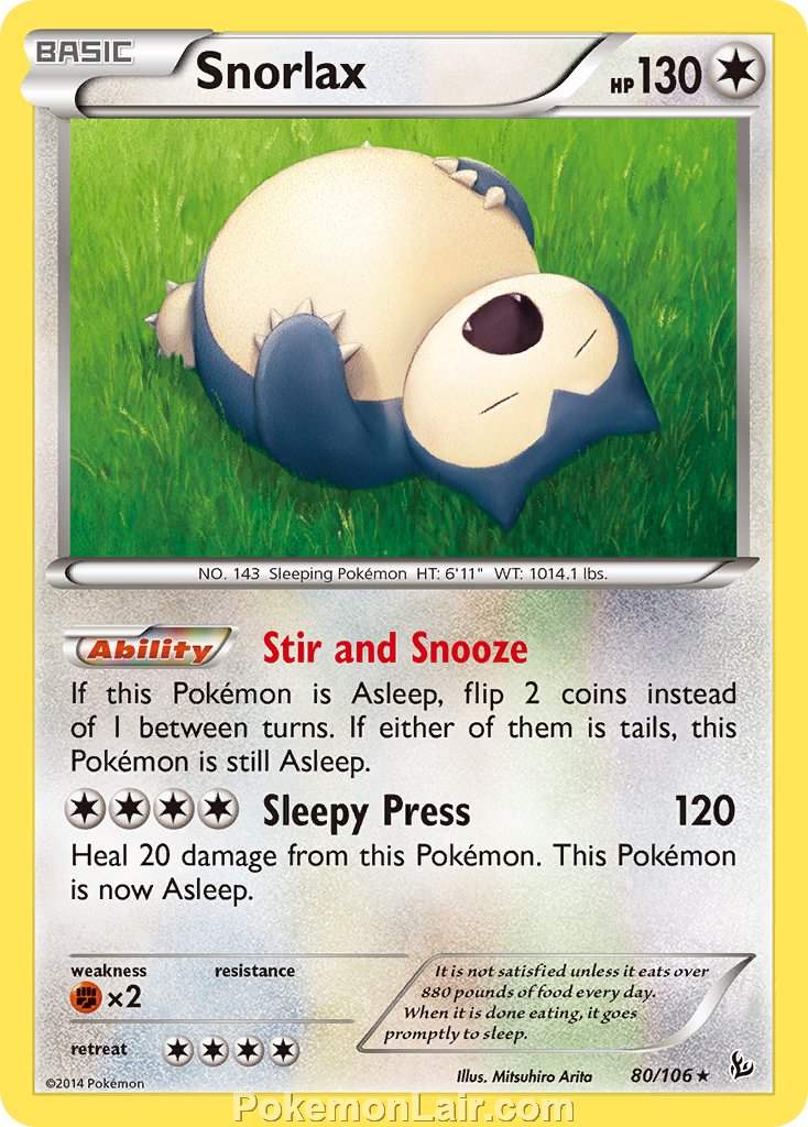 2014 Pokemon Trading Card Game Flashfire Set – 80 Snorlax