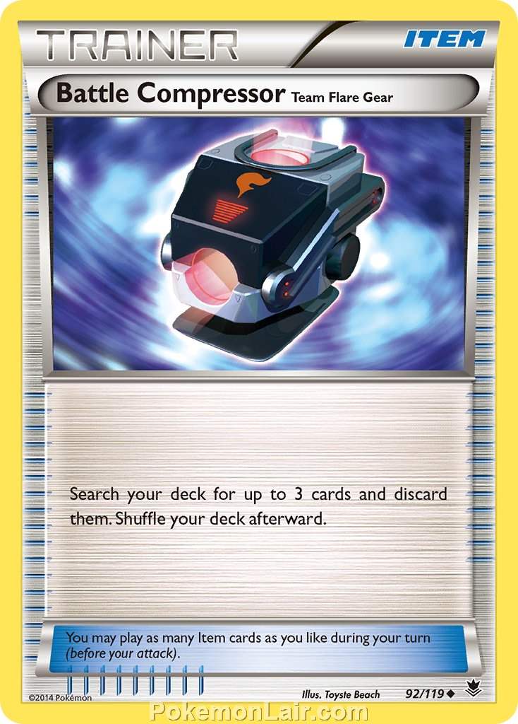 2014 Pokemon Trading Card Game Phantom Forces Price List – 92 Battle Compressor Team Flare Gear