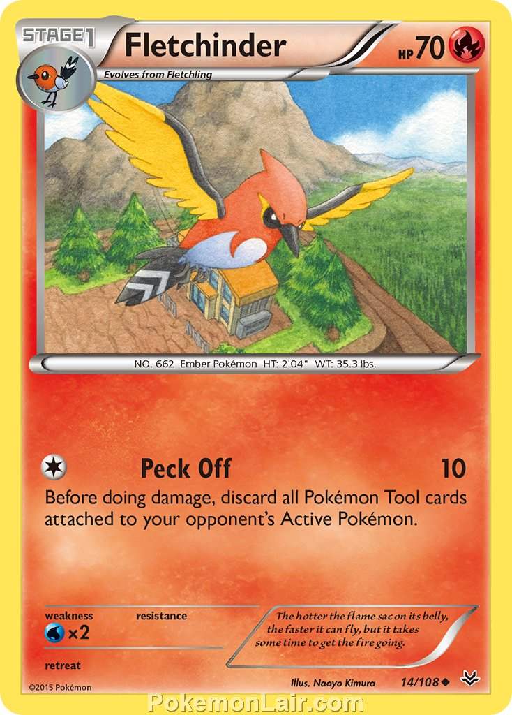 2015 Pokemon Trading Card Game Roaring Skies Price List – 14 Fletchinder