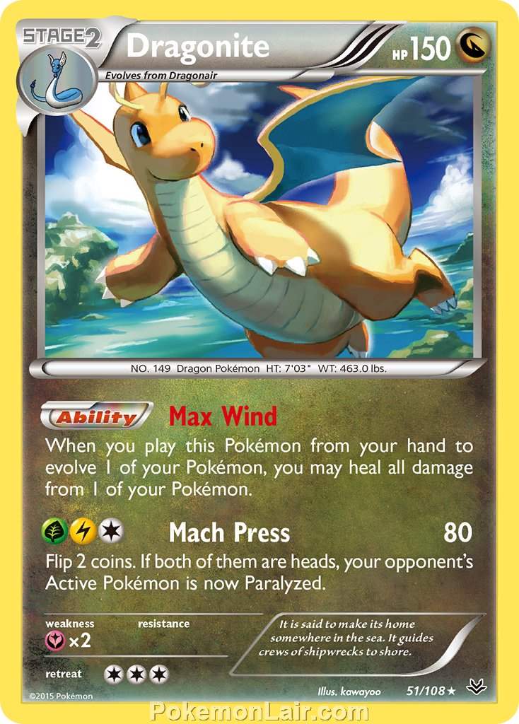 2015 Pokemon Trading Card Game Roaring Skies Price List – 51 Dragonite