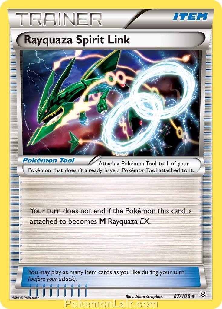 2015 Pokemon Trading Card Game Roaring Skies Price List – 87 Rayquaza Spirit Link