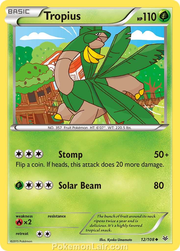 2015 Pokemon Trading Card Game Roaring Skies Set – 12 Tropius