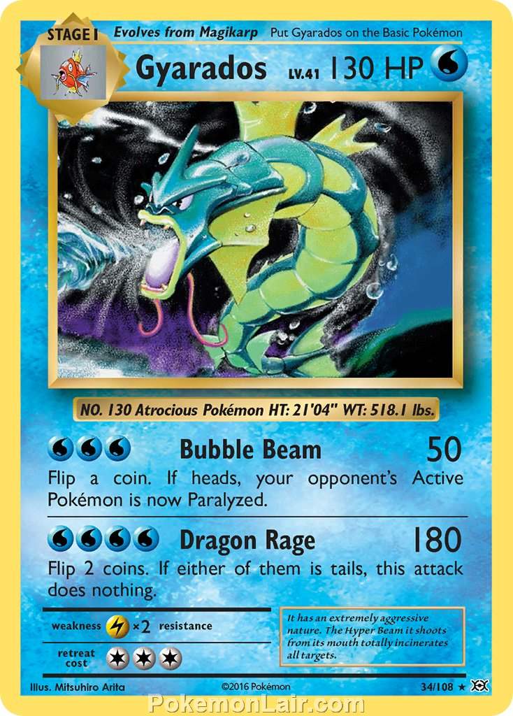 2016 Pokemon Trading Card Game Evolutions Price List – 34 Gyarados