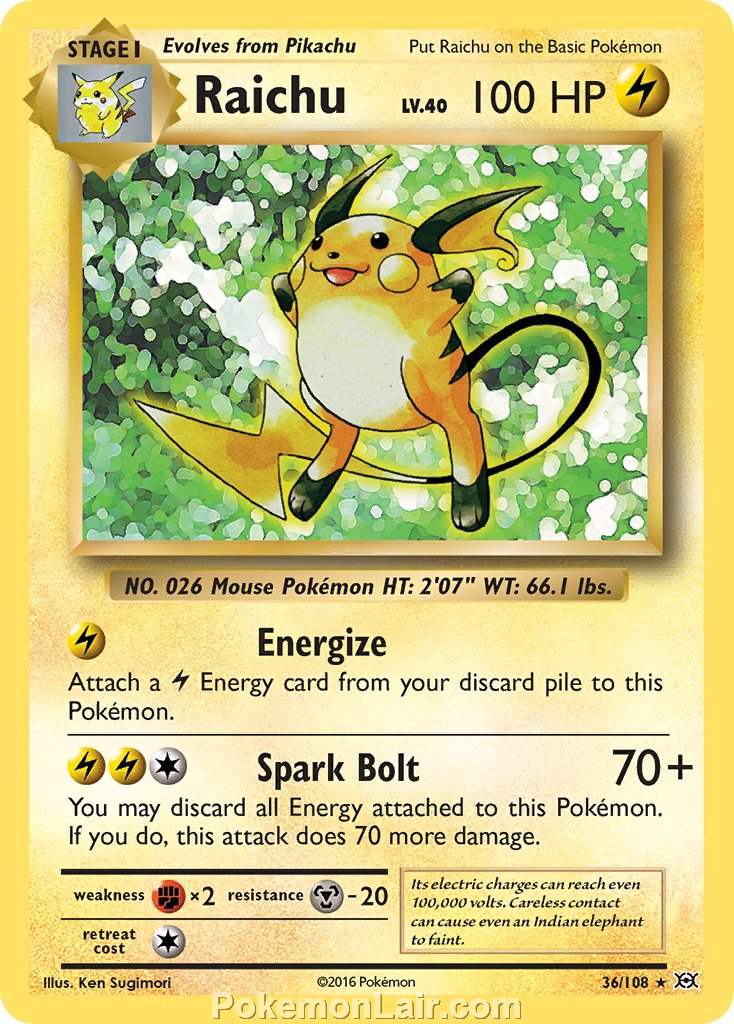 2016 Pokemon Trading Card Game Evolutions Price List – 36 Raichu