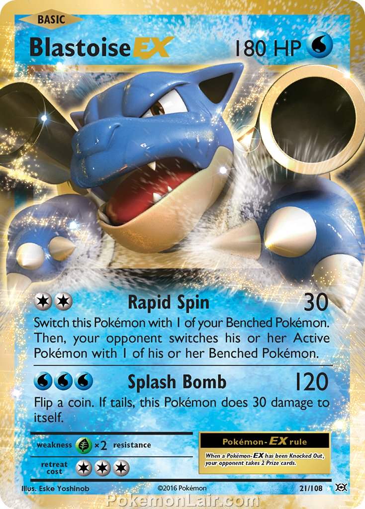 2016 Pokemon Trading Card Game Evolutions Set – 21 Blastoise EX