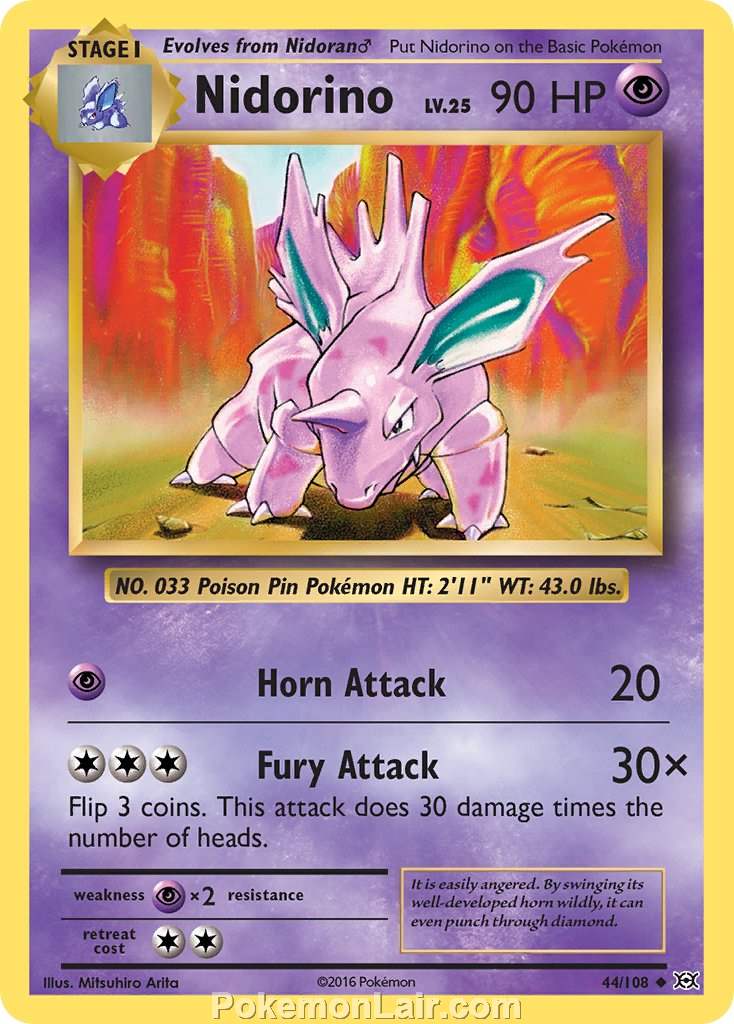 2016 Pokemon Trading Card Game Evolutions Set – 44 Nidorino