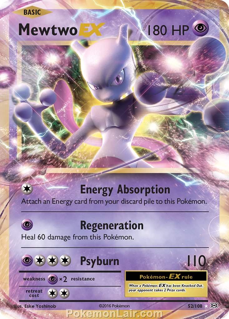 2016 Pokemon Trading Card Game Evolutions Set – 52 Mewtwo EX