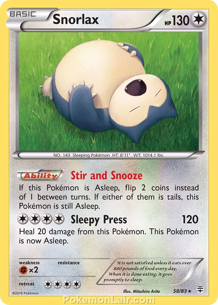 2016 Pokemon Trading Card Game Generations Set – 58 Snorlax