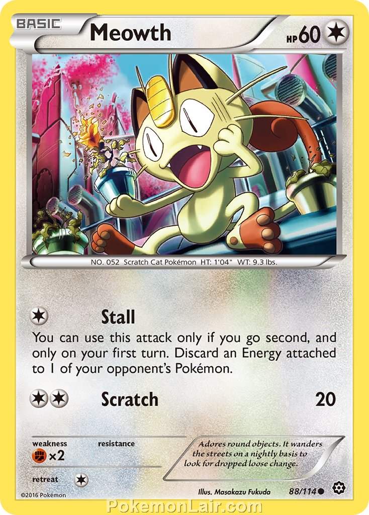 2016 Pokemon Trading Card Game Steam Siege Price List – 88 Meowth