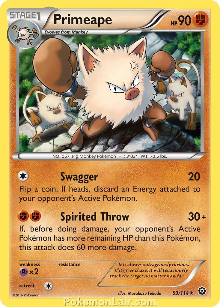 2016 Pokemon Trading Card Game Steam Siege Set – 53 Primeape