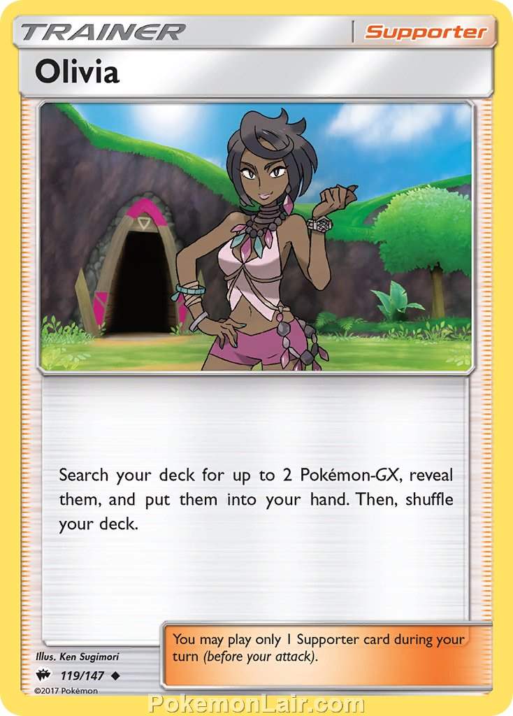 2017 Pokemon Trading Card Game Burning Shadows Price List – 119 Olivia