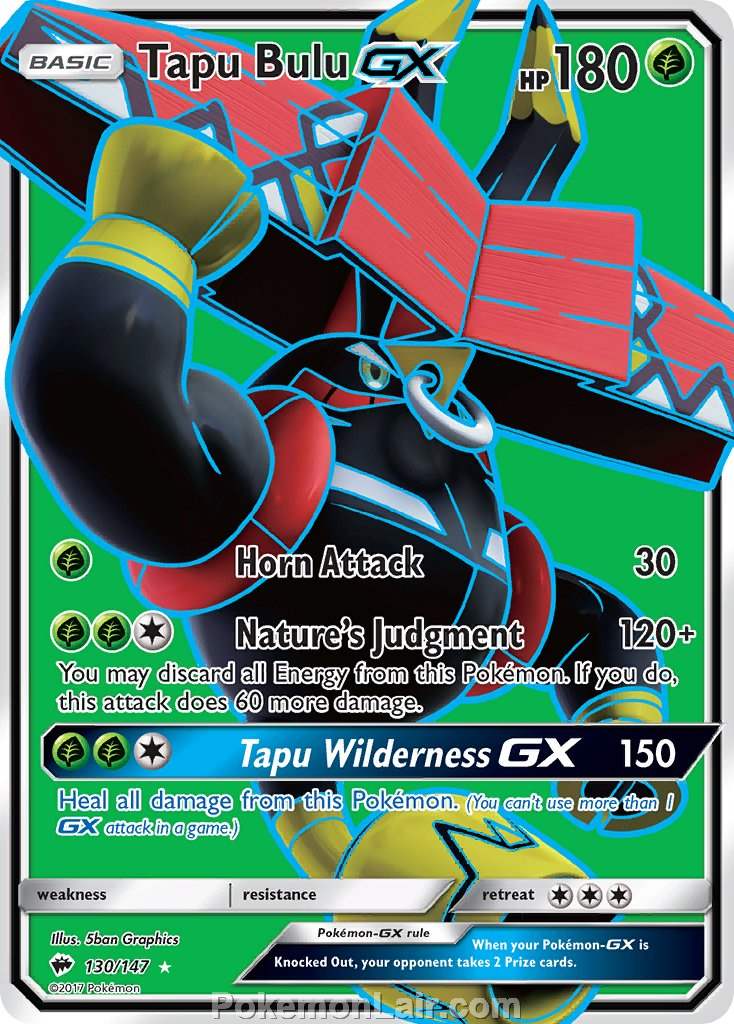 2017 Pokemon Trading Card Game Burning Shadows Price List – 130 Tapu Bulu GX