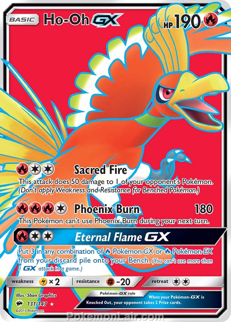 2017 Pokemon Trading Card Game Burning Shadows Price List – 131 Ho Oh GX