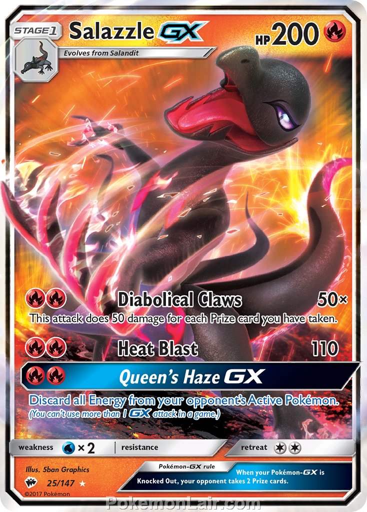 2017 Pokemon Trading Card Game Burning Shadows Price List – 25 Salazzle GX