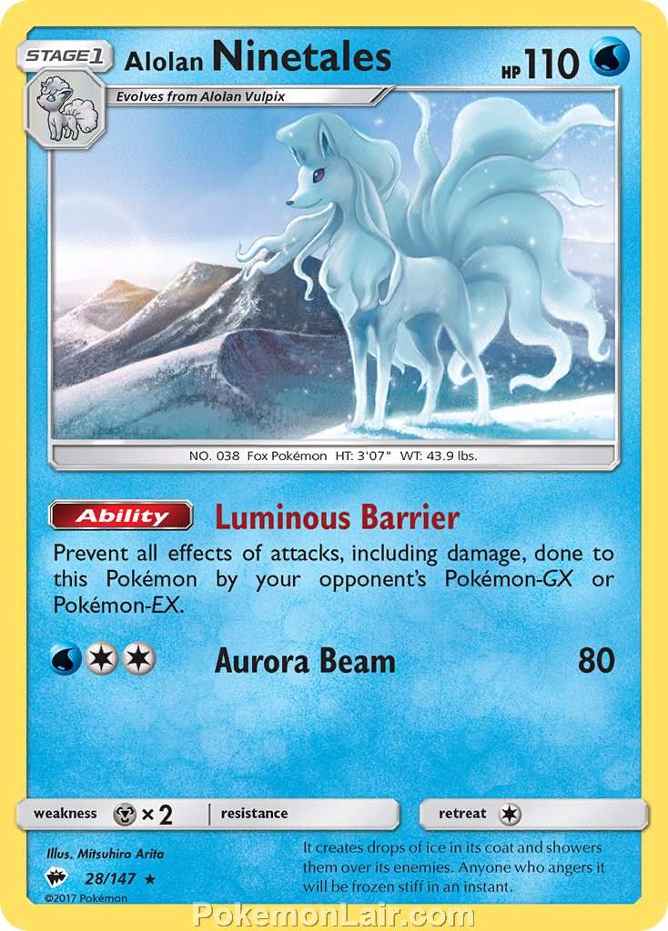 2017 Pokemon Trading Card Game Burning Shadows Price List – 28 Alolan Ninetales