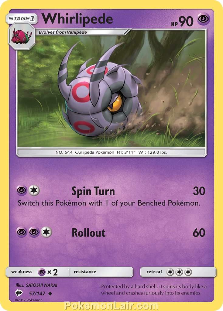 2017 Pokemon Trading Card Game Burning Shadows Price List – 57 Whirlipede