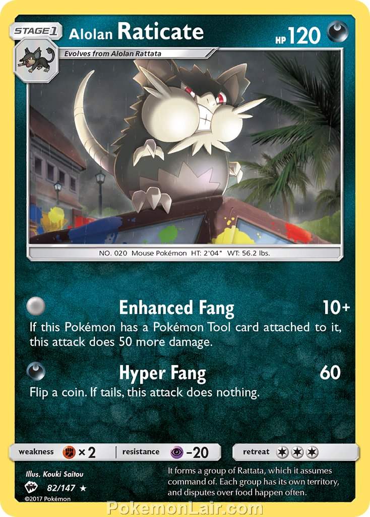 2017 Pokemon Trading Card Game Burning Shadows Price List – 82 Alolan Raticate