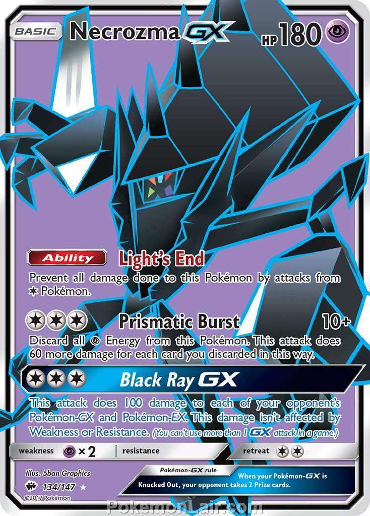 2017 Pokemon Trading Card Game Burning Shadows Set – 134 Necrozma GX