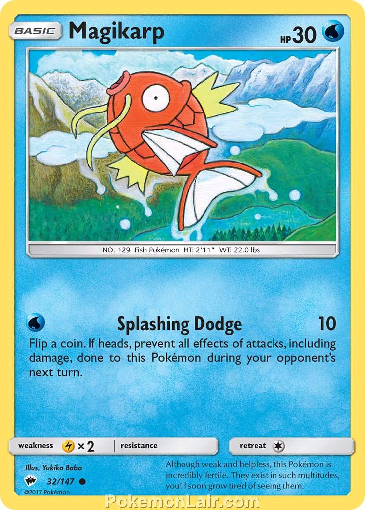 2017 Pokemon Trading Card Game Burning Shadows Set – 32 Magikarp