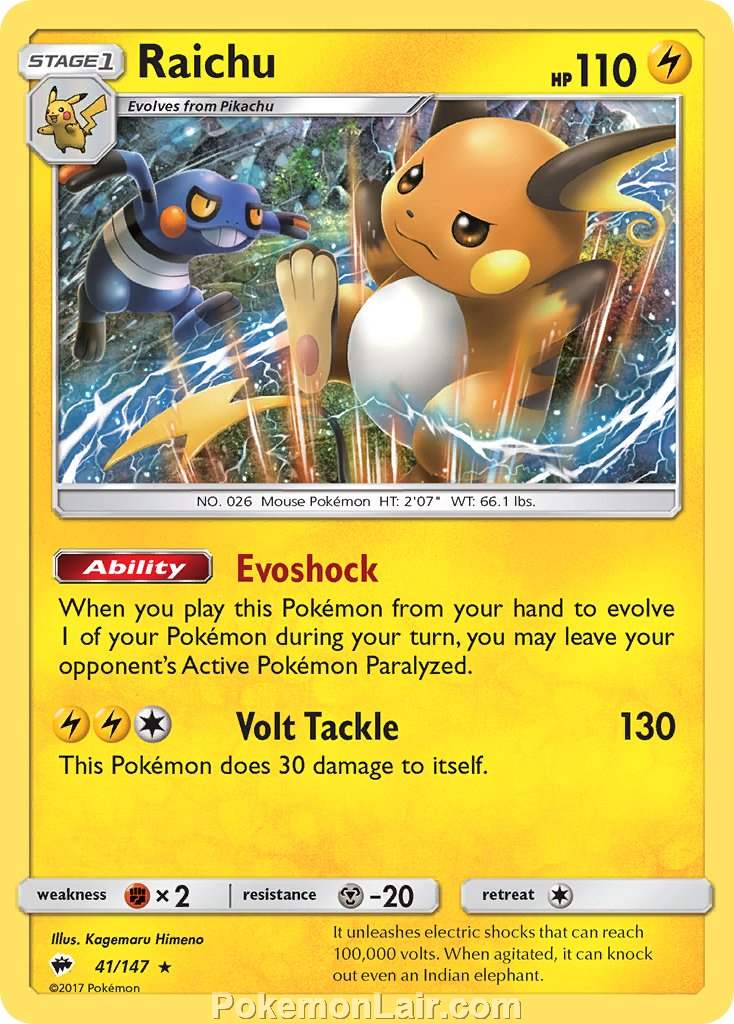 2017 Pokemon Trading Card Game Burning Shadows Set – 41 Raichu