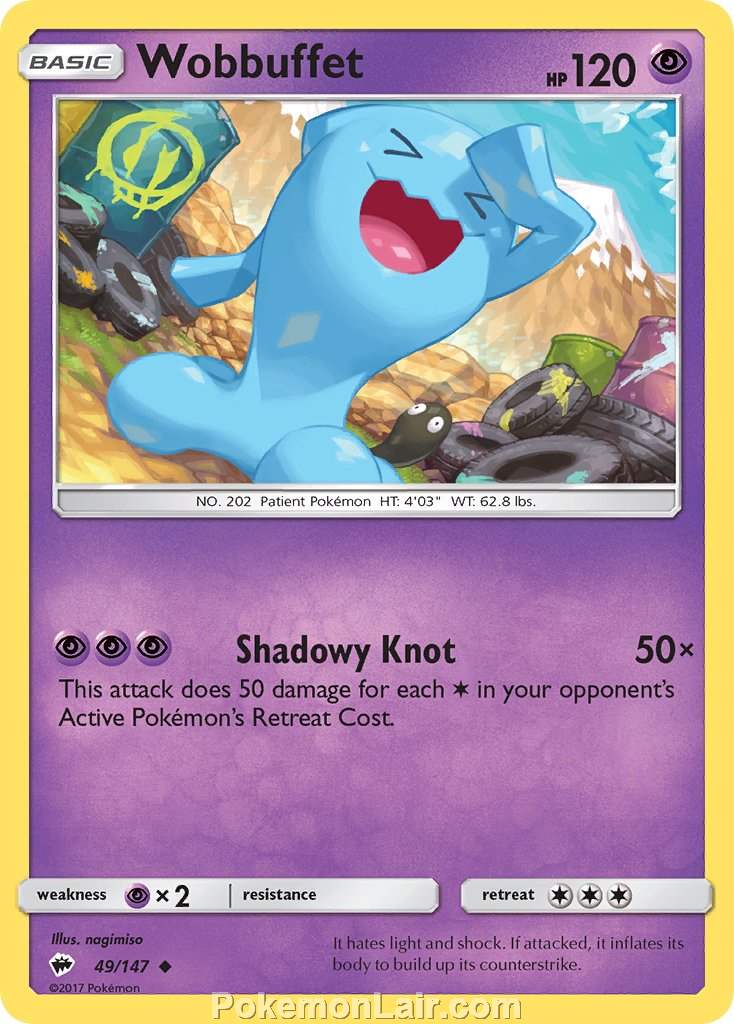 2017 Pokemon Trading Card Game Burning Shadows Set – 49 Wobbuffet