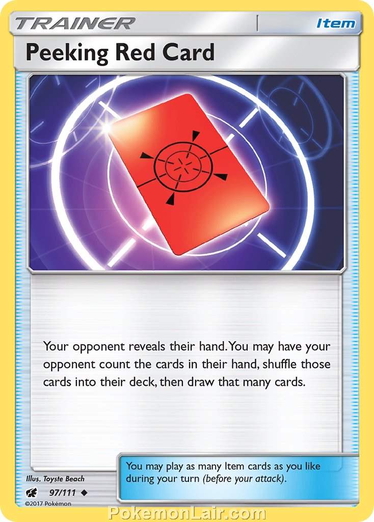 2017 Pokemon Trading Card Game Crimson Invasion Price List – 97 Peeking Red Card