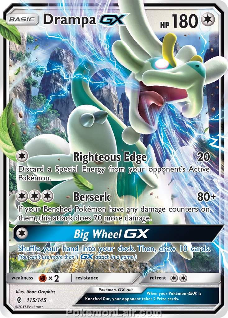 2017 Pokemon Trading Card Game Guardians Rising Price List – 115 Drampa GX