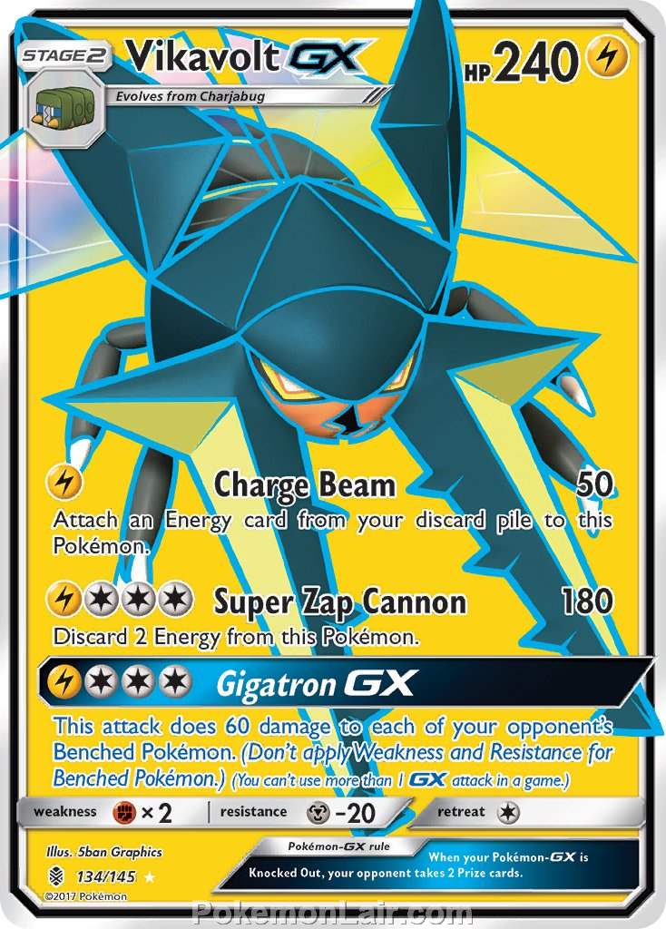 2017 Pokemon Trading Card Game Guardians Rising Price List – 134 Vikavolt GX