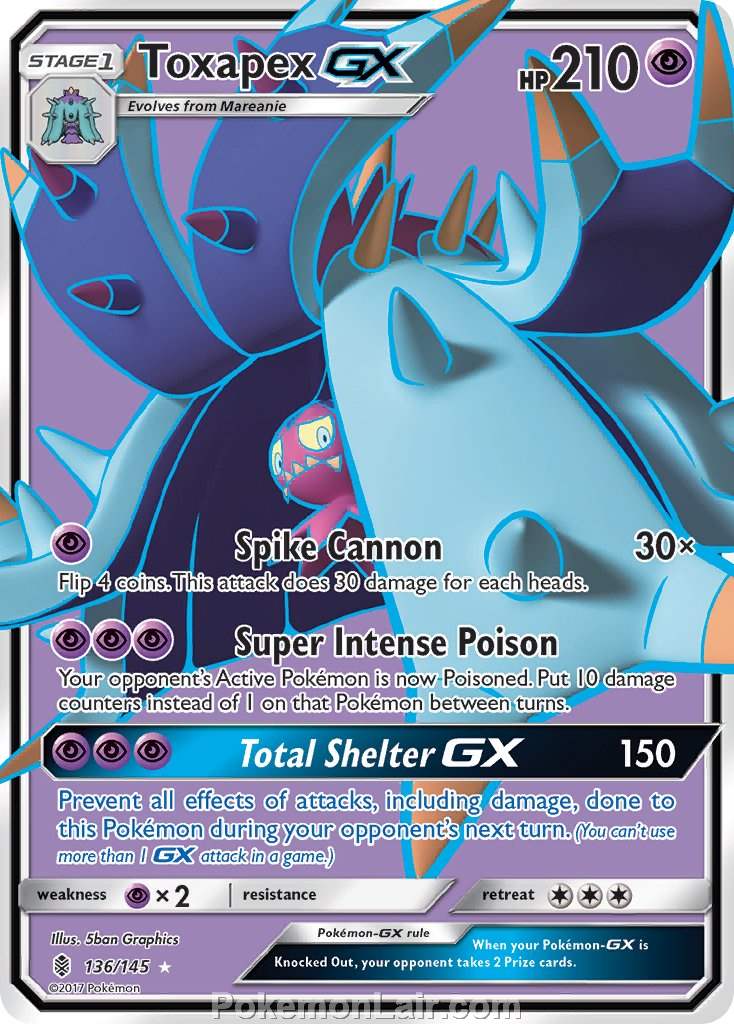 2017 Pokemon Trading Card Game Guardians Rising Price List – 136 Toxapex GX