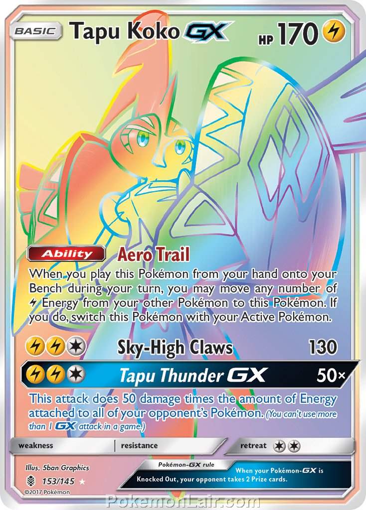 2017 Pokemon Trading Card Game Guardians Rising Price List – 153 Tapu Koko GX