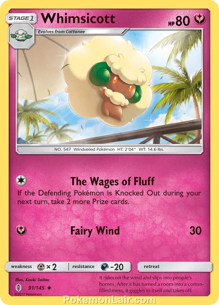 2017 Pokemon Trading Card Game Guardians Rising Price List – 91 Whimsicott