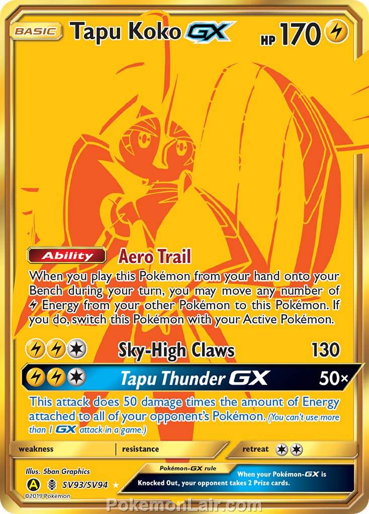 2017 Pokemon Trading Card Game Guardians Rising Price List – SV93 Tapu Koko GX