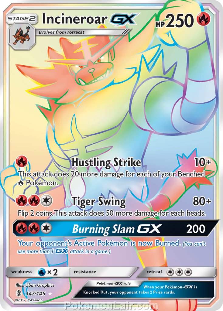 2017 Pokemon Trading Card Game Guardians Rising Set – 147 Incineroar GX