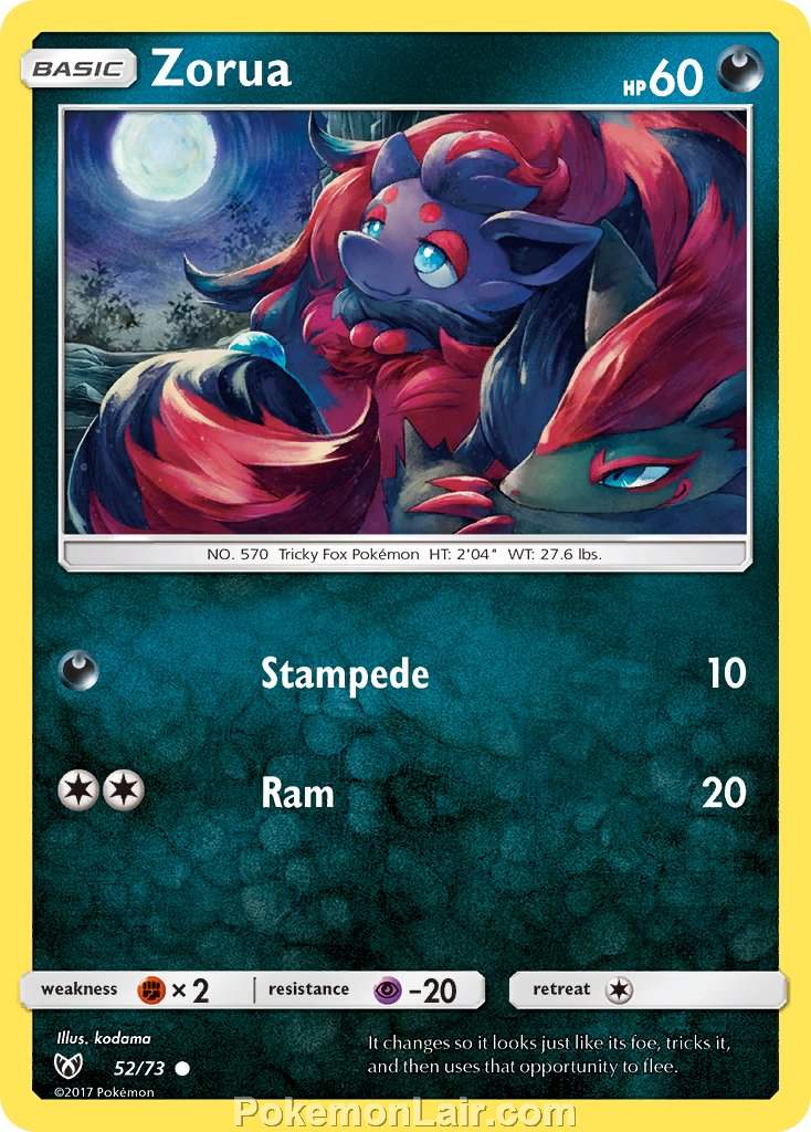 2017 Pokemon Trading Card Game Shining Legends Price List – 52 Zorua